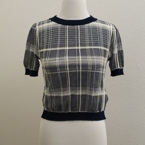 MIIA Japan Semi-Sheer Plaid Knit Top T128